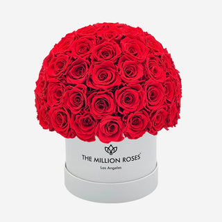 Classic White Superdome Box | Red Roses - Hidden Candles