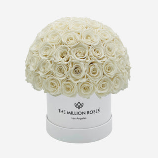 Classic White Superdome Box | White Roses - Hidden Candles